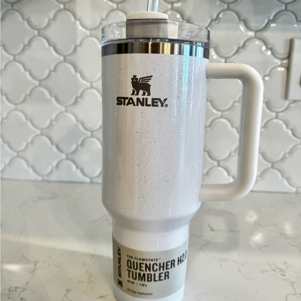 Stanley 40oz White Glitter